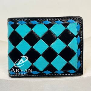 กระเป๋าสตางค์ของผู้ชายแบบพับสองพับหนังแท้ดีไซน์เรียบง่ายบางออกแบบโลโก้ได้ตามต้องการ - Product Image 1