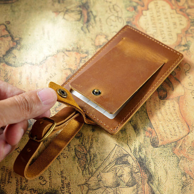 Designer Genuine Leather Luggage Tag Purse Brand Travel Bag With Logo Custom Hand Tags