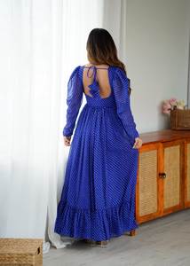 Impresionante Vestido de Georgette Serie SP con Estampado Digital, Cadena Cosida, Listo para Usar, con Borlas Acolchadas, Ropa Festiva para Mujer para la Fiesta de Navratri - Product Image 2