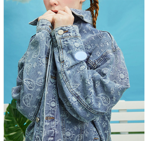 Custom Top Selling Unisex Paisley Jacquard chaqueta de mezclilla acolchada para los hombres de Otoño de alta calidad Patchwork impreso - Product Image 6