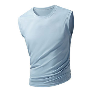 Camiseta sin mangas para hombre, ropa para correr para gimnasio, transpirable, 100% algodón, poliéster, logotipo personalizado, camiseta sin mangas para gimnasio - Product Image 4