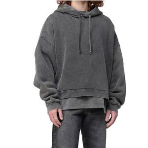 Etiqueta privada personalizada 500 Gsm Heavyweight Pullover Hoodie Oversized 100% algodón para invierno Plain Dyed - Product Image 4