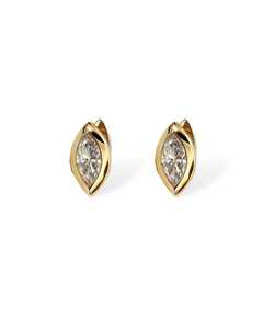 Modernos Pendientes Huggie de Oro Sólido de 14K con Diamante Marquise de 0.61CT Cultivado en Laboratorio, Estilo Ear Cuff Ajustado, Joyería Fina para Regalo de Pareja - Product Image 4