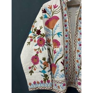 Women's Boho <b>Hippie</b> Style Winter Coat Unisex Wholesale Suzani <b>Jacket</b> Uzbek Embroidery Handmade Cotton Duck Fabric for Autumn - Product Image 3