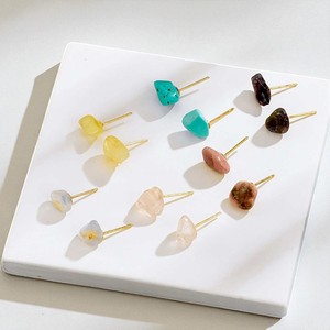 925 Silver Natural Tumble Crystal Quartz Gemstone Studs <b>Earrings</b> - Tumble 8-10 MM Gold Plated <b>Post</b> <b>Earrings</b> for Women - Product Image 2