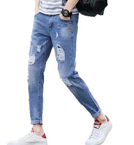 2024 nuevos pantalones vaqueros informales con estampado de ropa informal para hombres de la mejor calidad, Vaqueros rasgados ajustados sólidos, diseño lavable impermeable para primavera e invierno - Product Image 6
