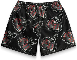 Shorts de basketball pour hommes, style streetwear, décontractés, pour l'entraînement, en toile et maille, imprimé flamme, respirants, 100% polyester - Product Image 2