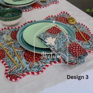 แผ่นรองจานผ้าควิลท์พิมพ์ลายแฮนด์บล็อก | แผ่นใย200 GSM | ซักได้พร้อมท่อขอบ | ผ้าปูโต๊ะขายส่งจำนวนมาก - Product Image 6