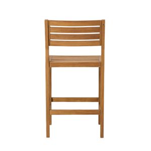 Taburete de Bar de Madera de Acacia Natural con Acabado Aceitado - Asiento de Tablón Rústico Estilo Granja con Respaldo de Escalera y Reposapiés para Isla de Cocina - Product Image 5