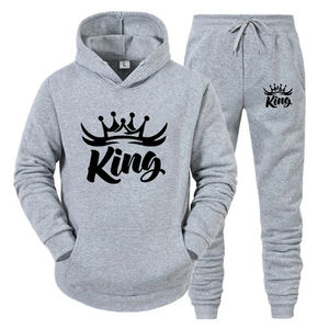 OEM Custom Unisex French Terry Cotton Winter Tracksuit Set Fleece Lining Breathable Quick Dry Hoodie Sweatpants <b>Joggers</b> for Men - Product Image 1