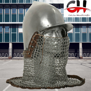 Armadura Medieval Calibre 18 Acero Medieval Torneo Bascinet Casco W Aventail Casco de Calvin Handicraft - Product Image 3