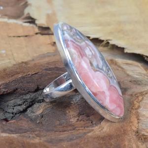 Rhodochrosite rose naturelle en argent sterling 925 en forme de marquise bague en pierres précieuses bijoux faits à la main cadeau de noël - Product Image 3