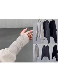 hoodie heavyweight hoodie washed retro oversized hoodies for men Autumn high street <b>sleeves</b> exposed <b>finger</b> - Product Image 6