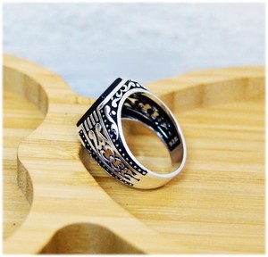 Handmade 925 Sterling Silver Onyx <b>Ring</b> Unique Ottoman Style <b>Men</b> Jewelry New Arrival Artisan Craftsmanship Gift for Him Parties - Product Image 3