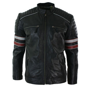Cuir GW0512 Blouson de moto Legend Classic noir de qualité supérieure en cuir avec doublure matelassée pour homme - Product Image 3