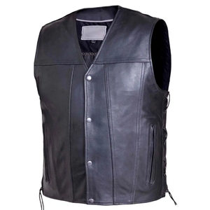 Gilet d'hiver pour homme de haute qualité, personnalisé, couleur unie, sans manches, en cuir, style streetwear, avec logo, en cuir véritable - Product Image 1