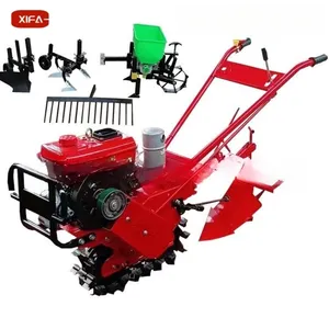 Maquinaria agrícola Agrícola Cultivador diésel Moto Cultivador Mini máquina de cultivo de tierras Motor multifuncional proporcionado rojo