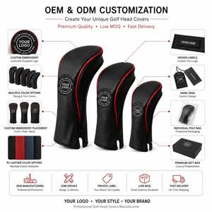 Men's Eco-Friendly Customizable <b>Golf</b> Club Head Cover PU Leather Zipper Closure Stretch Neck Sock Soft Lining Head Covers Driver - Product Image 5
