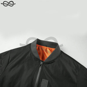Último diseño de alta calidad chaqueta de bombardero liso hombres de negocios personalizado negro Zip-Up chaqueta de bombardero chaquetas de cuello de béisbol - Product Image 2