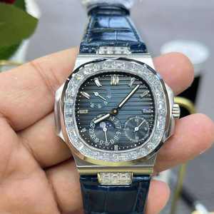 Montre analogique pour homme avec bracelet en cuir platine, boîtier en acier inoxydable de haute qualité, mouvement mécanique SEIKO, luxe - Product Image 1