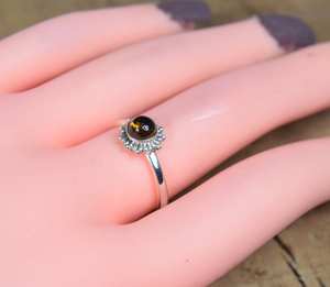 Bague en argent sterling 925 avec tourmaline jaune, cadeau fleur pour elle - Product Image 2