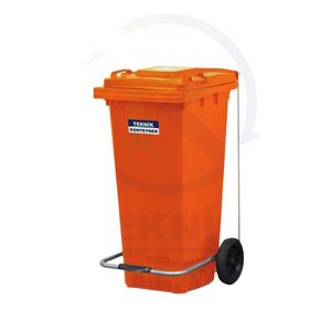Fabricante turco 120L Contenedor de residuos de plástico con pedal Color naranja Ecológico - Product Image 1