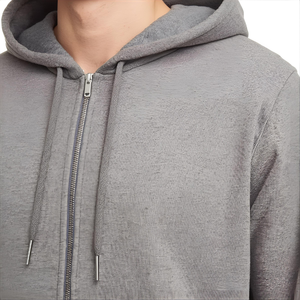 Sudadera con capucha con cremallera French Terry, sudadera de lana de algodón suave con cremallera frontal completa y opciones de etiqueta privada OEM/ODM - Product Image 3