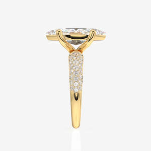 <b>14K</b> <b>Gold</b> <b>Ring</b> with Marquise Cut Moissanite Diamond Three Layer Pave Design - Product Image 3