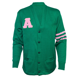 Femmes personnalisées pour Howard University AKA 1908 Sororité col en V Cardigan vert pomme saumon rose grec vêtements Applique hiver - Product Image 1