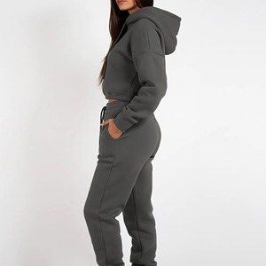 Conjunto Deportivo de 2 Piezas para Mujer, Sudadera con Capucha de Terciopelo con Cierre y Pantalones Jogger por Encima de la Rodilla, Estilo Y2K con Franja Lateral, Personalizable con Logotipo - Product Image 2