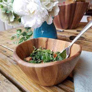 Cuencos para servir frutas y ensaladas, cuenco de verduras de madera natural, vajilla de madera para comidas veganas de Vietnam - Product Image 6