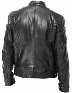 Veste de moto en cuir bleu personnalisable en gros, coupe-vent et chaude, tailles grandes, vestes en cuir pour hommes, veste en cuir pour hommes - Product Image 3