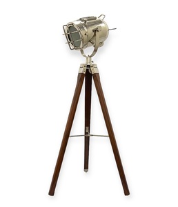 Premium Steel Glass <b>Spot</b> Light 6 Inch On Wooden Black Stand Industrial Style Floor Lamp Decorative Accent For Home Office - Product Image 1