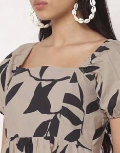 Robe en coton imprimé bloc à la main indienne nouvelle tenue d'été décontractée à la mode avec tour de taille naturel de style doux pour le cadeau de la Saint-Valentin - Product Image 1