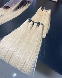 Vente en gros d'extensions de cheveux humains vierges brésiliens 100% Remy trame droite naturelle de haute qualité 20 pouces cheveux de couleur blonde - Product Image 5