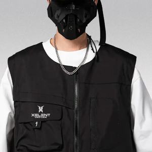 Gilet Techwear Cyberpunk personnalisé pour hommes, veste Ninja à poches multiples, veste softshell d'hiver en cuir, Streetwear, gilet Techwear sans manches - Product Image 3