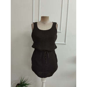 Vestido de Punto Kadin Askili Kare Yakali con Cordones en la Cintura, 36618 - Dorado - Product Image 4