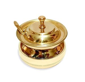 Práctica de sabiduría tradicional, contenedor de almacenamiento de aceite Ghee de latón con tapa, tarro de almacenamiento de aceite Ghee hecho a mano, contenedor de almacenamiento de latón - Product Image 3