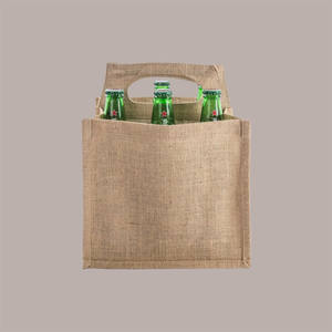 10 Uds. Bolsas de yute Natural para exteriores 500/750ml portabotellas 24,5 + 17xH23.5/31 cm para compras de cerveza - Product Image 2