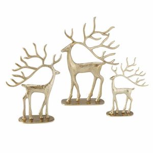 Reno de metal Acabado en oro Adorno navideño Acento festivo de lujo para mesa y repisa - Product Image 6