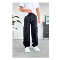 Jean en denim tissé respirant délavé coupe ample et large 100 % coton pour homme, style streetwear hip-hop printemps-hiver, ODM