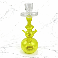 Ensemble de narguilé en verre jaune pour bar, salon, fête, avec bol transparent et tuyau noir, narguilé abordable pour usage domestique, chicha