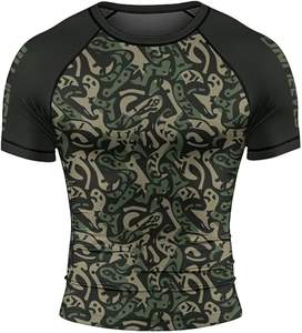 OEM <b>Rashguard</b> Short Sleeve MMA <b>BJJ</b> Compression Shirt Custom Logo Breathable Spandex/Polyester Fabric for No-Gi Training Use - Product Image 2