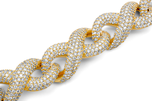 D'VINS JEWELS CUB44 Three Tone VVS Lab Grown Diamond Hip Hop Cuban Link Chain <b>Bracelet</b> Iced Out <b>14k</b> <b>Gold</b> for Certificate India - Product Image 5