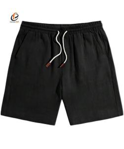 Pantalones Cortos Deportivos Formales para Hombre, Logotipo Personalizado, 100% Lona, 380 GSM, Decoración Vintage, Cintura Elástica, para Entrenamientos - Product Image 1