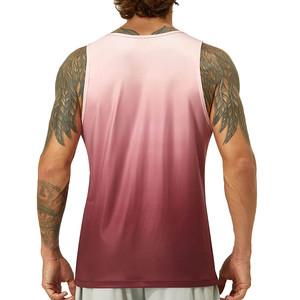 Débardeurs de course sportifs pour hommes, col rond, respirants, anti-froissement, à séchage rapide, imprimés par sublimation personnalisée, 100% polyester - Product Image 2