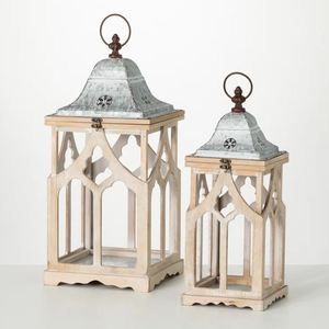 Portavelas de Navidad con farol blanco de metal y madera para decoración navideña en interiores y exteriores, tarros de velas para decoración de Año Nuevo - Product Image 1