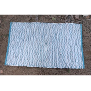 Boho พรมผ้าฝ้ายสีเบจสำหรับห้องนั่งเล่นพรม Chindi และของตกแต่งพรมและพรมผ้ารีไซเคิลสำหรับบ้านและสำนักงาน - Product Image 1