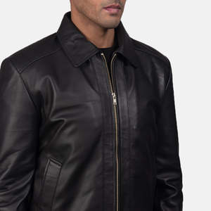 Men's ODM Genuine <b>Sheepskin</b> Leather <b>Jacket</b> Inferno Black Reversible Coat with Wool XS to 6XL Sizes for Autumn Season - Product Image 6