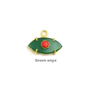 Green Onyx Large Pendant 25x10mm Marquise Shape 925Sterling Silver Gold Vermeil Prong Set Necklace Pendant Stone Marquise Charms